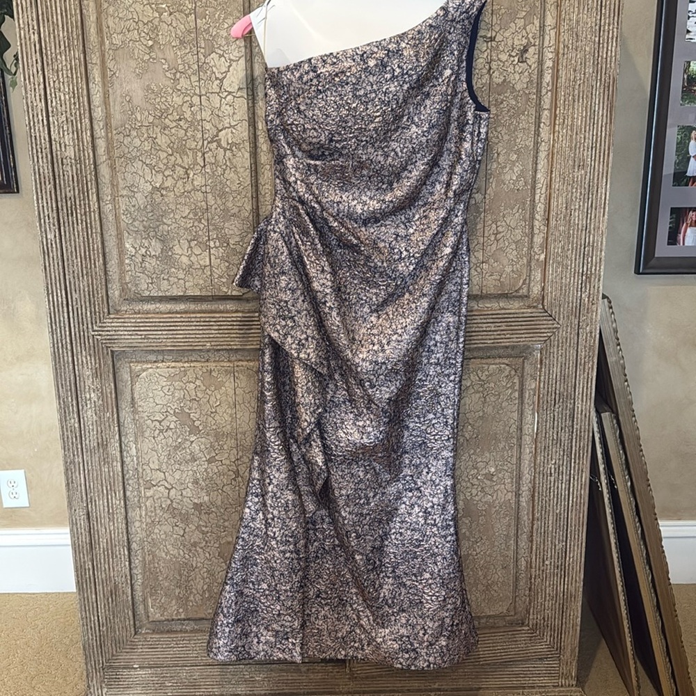 Teri Jon size 16, navy and gray metalic